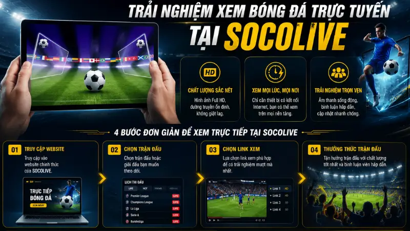 Hướng dẫn trải nghiệm xem bóng đá trực tuyến tại SOCOLIVE